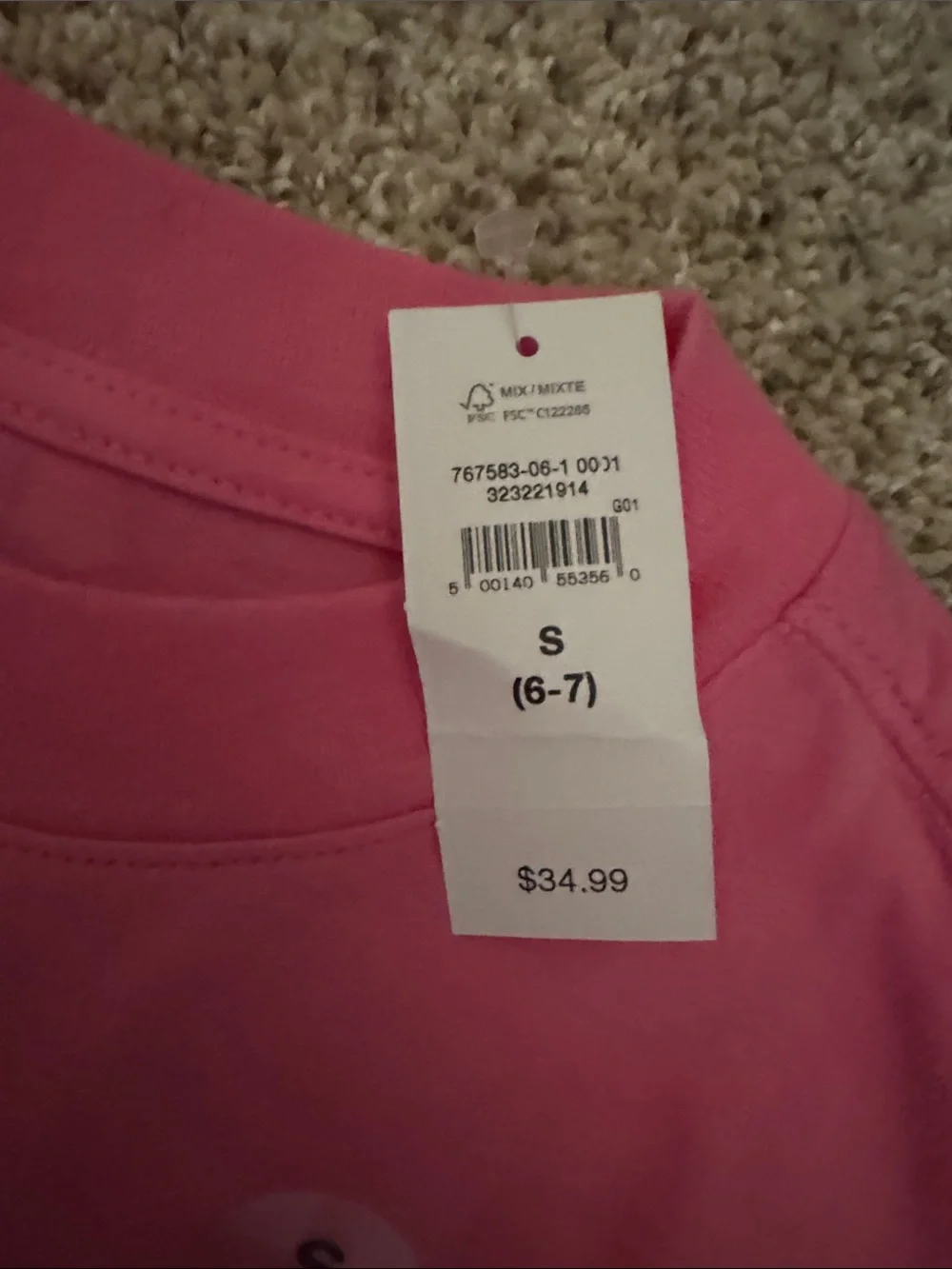 GAP Bright Pink Minnie Graphic Long sleeve Tshirt